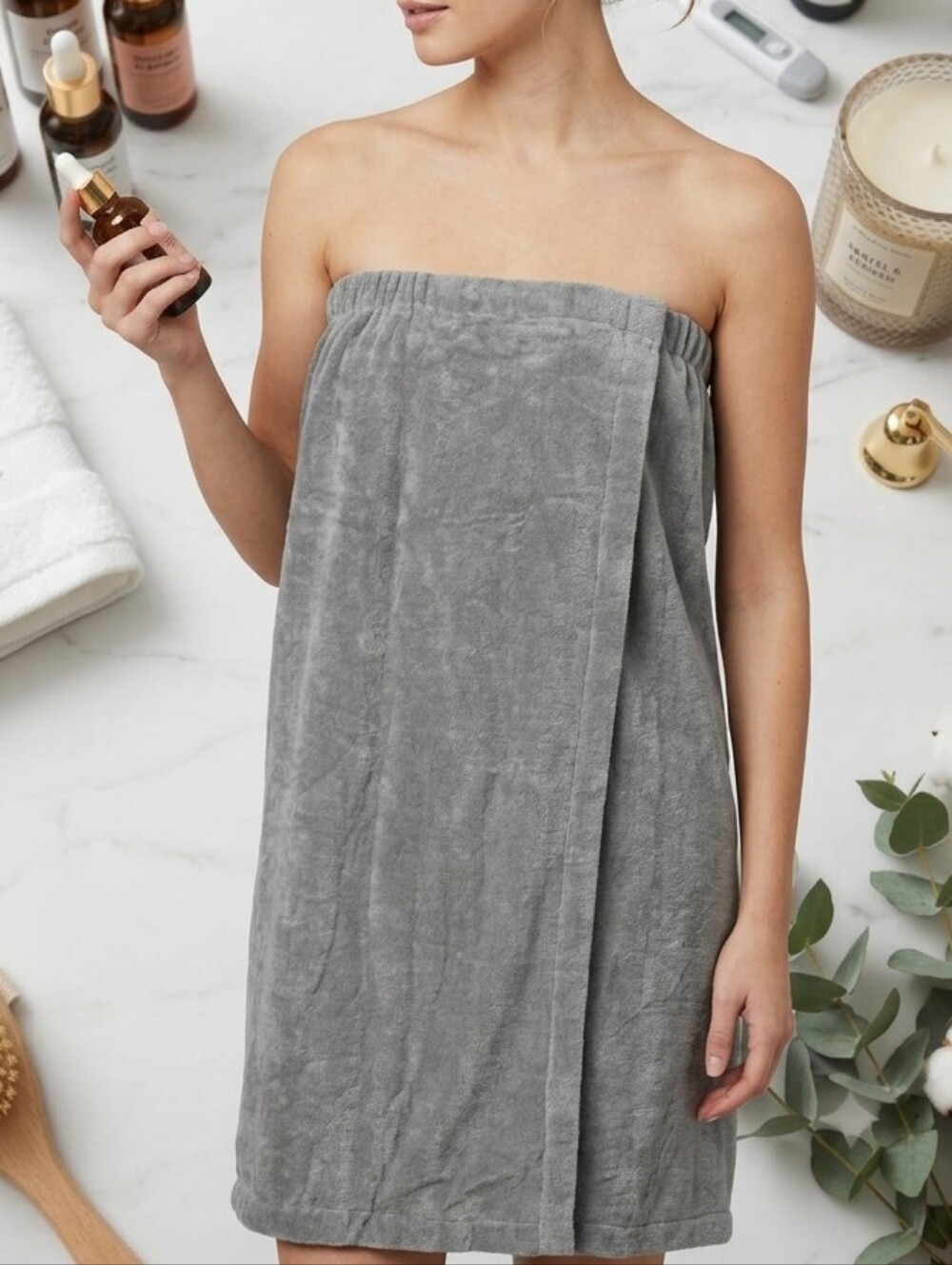 Room Essentials Plush Gray Bath Skirt